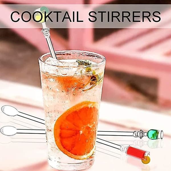 ROCK Farverige drinkspinde, 23 cm cocktailspinde (10 røreskeer)