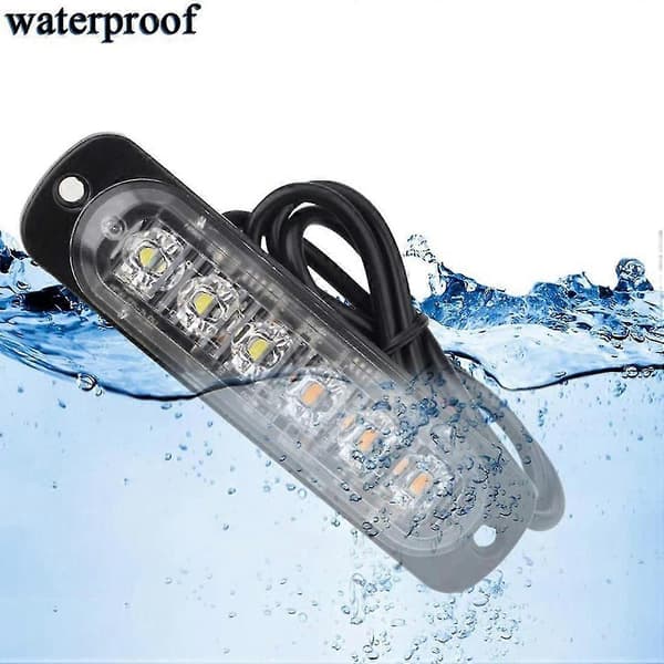 4 stk 6LED Advarselslys Fyr Hazard Blitz Advarselslampe Stroboskop Lysbjælke Overflademontering Til Bil