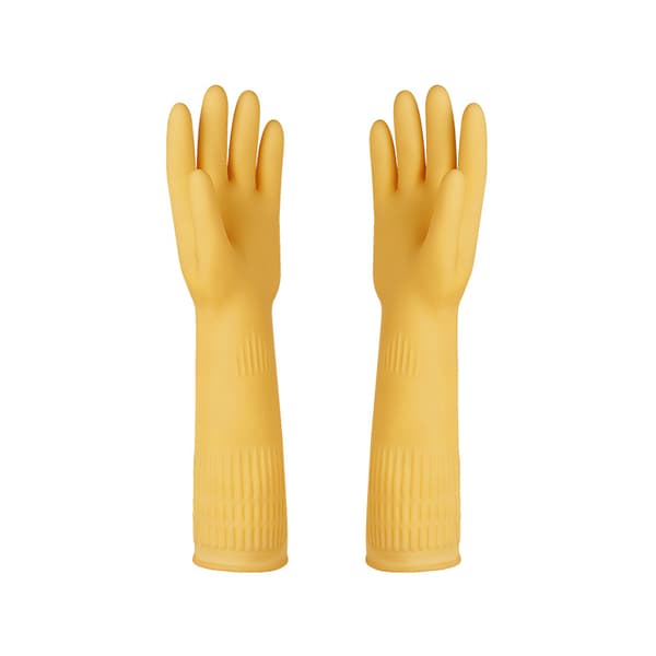 1 par gule gummihandsker - Lange gummihandsker til rengøring og opvask (Medium 38cm)