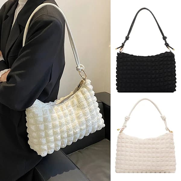 Trendy skulderveske for kvinner, stor svart veske