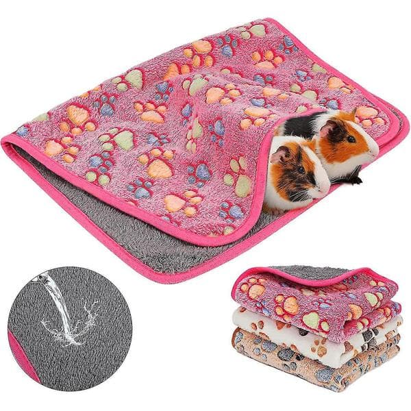 Waterproof Guinea Pig Blanket - Washable 3-Pack Fleece Cage Liners for Small Animals