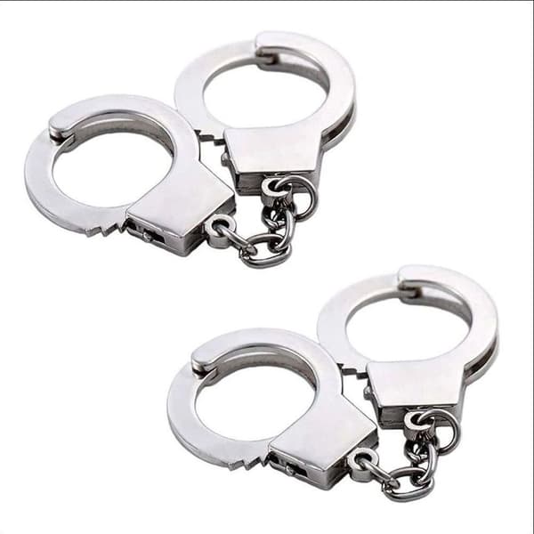 2 st Mini Metall Handbojor Nyckelring Nyckelring, Silver