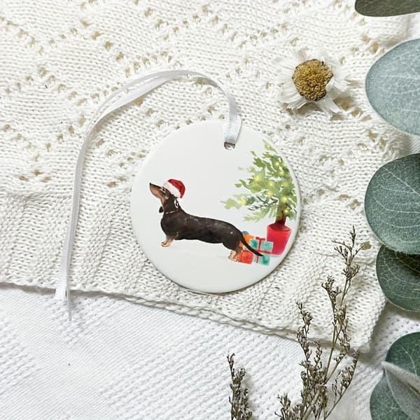 Juletræsornament i akryl, flatt, rundt, dekorasjon, pynt, gave