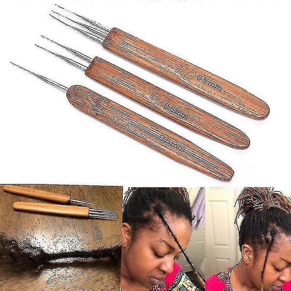 1/3 Pcs 0.5mm Dreadlock Crochet Hook Bamboo Handle Hooks Tool Making High Quality