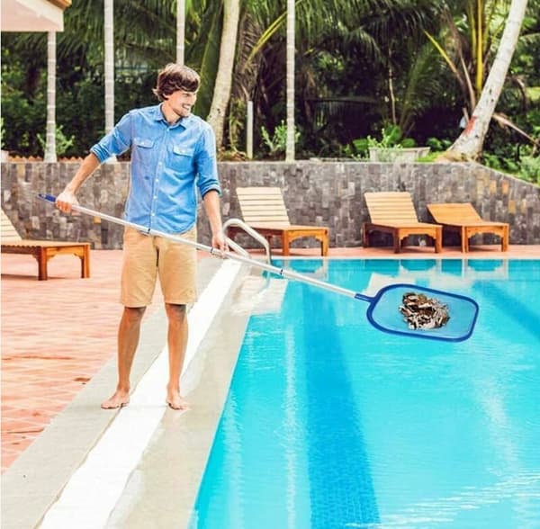 Poolskimmer, løvrensningssæt, swimmingpoolnet med teleskop