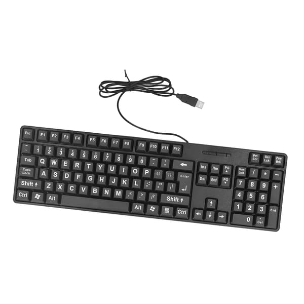Wired Keyboard with Large Print for Seniors 104 Keys Large Print Plug and Play USB Keyboard ABS Wired Keyboard for Laptop
