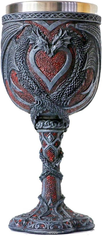 Middelaldersk dobbel drage vinglass - Valentinsdag Dungeons and Dragons W