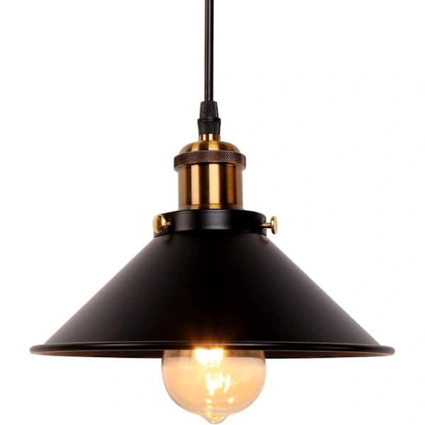 American Retro Chandelier - Industrial Retro Black Iron Hanging Pendant Light - Adjustable Length, with Light Source