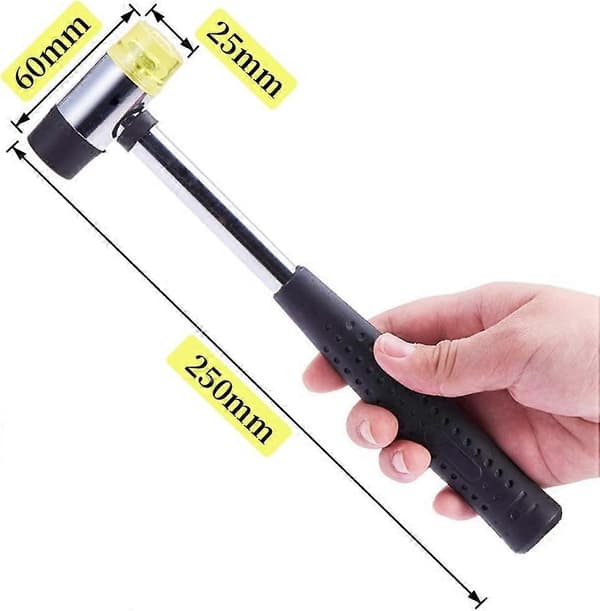 Rubber Mallet, 25mm Nylon Small Rubber Hammer with 2 Extra Hammer Heads