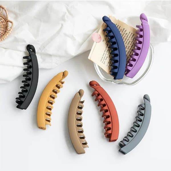 Frostet Bananklips Ponytail Holder Hårelastikker Hårnåle Barrettes Kvinders Hår
