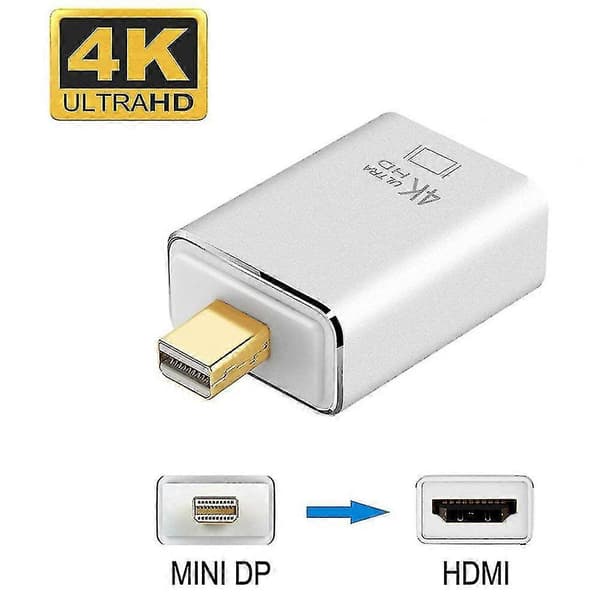 Mini Displayport (2.0) til HDMI-adapter 4K Mini DP til HDMI-konverter til Air, Mac, Pro, Surface Pro 3/4/5, Surface (Haoyi)