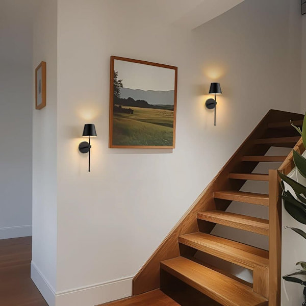 Wireless Wall Sconces 2-Pack, LED Lamps with Rechargeable Battery, Stepless Dimmer with Remote Control Black