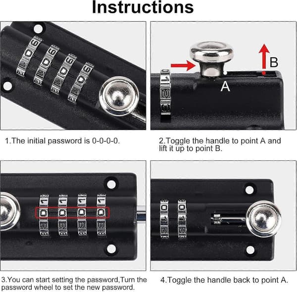 Combination Lock, Code Lock, Waterproof 4-Digit Combination Lock with Screws for Garden Sheds, Home Security, Workshops [DB]