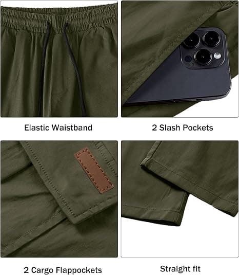 Men's Work Pants with Drawstring and Multiple Pockets - Perfect for Hiking, Running, and Casual Wear