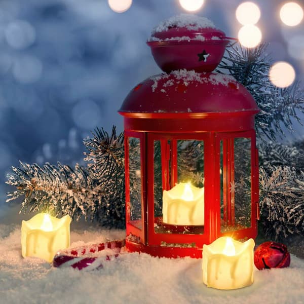 LED Candles with Timer, 12 LED Tealights, Flameless Candles, Electric Candles with Flickering Real Wax and CR2032 Batteries, Automatic 6-Hour Timer Function