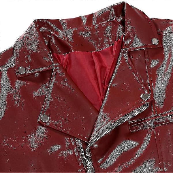 Herr Efterår Pu All-match Casual Blazer Motorcykel Læderjakke-YH Rød S Red S