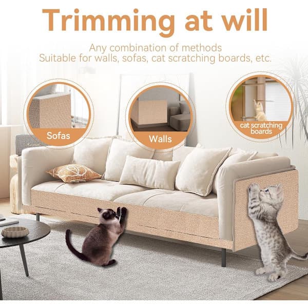 Cat Scratching Post 30 x 100 cm Cat Scratch Mat Kitten Toy Anti-Scratch Cat Furniture Protector for Sofa Scratching Post Climbing Wall for Cats