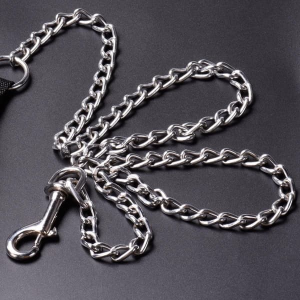 Anti-Bite Metal Dog Leash with PU Leather Handle for Small Medium Large Dogs, 180cm