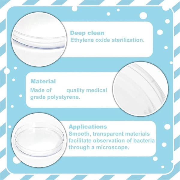 30-pack 60 x 15 mm Plastic Petri Dishes with Lids