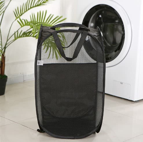 Black Laundry Hamper [2-Pack] Foldable Pop-Up Mesh Laundry Basket, Collapsible Laundry Hamper with Handles