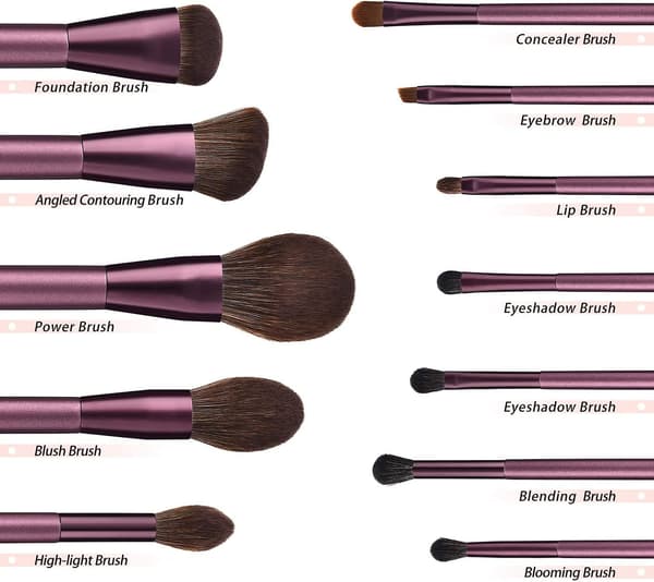 12 Makeup Brush Set, High-Quality Synthetic Foundation Powder Concealer Eyeshadow Makeup Brush Kit (Light Purple, Microcrystalline Silk)
