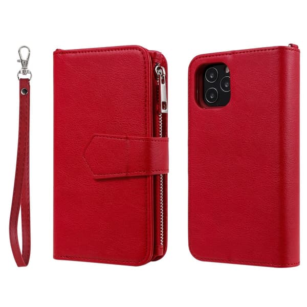 iPhone 12 / 12 Pro - 2-i-1 Magnetfodral / Plånboksfodral - Röd Red Röd