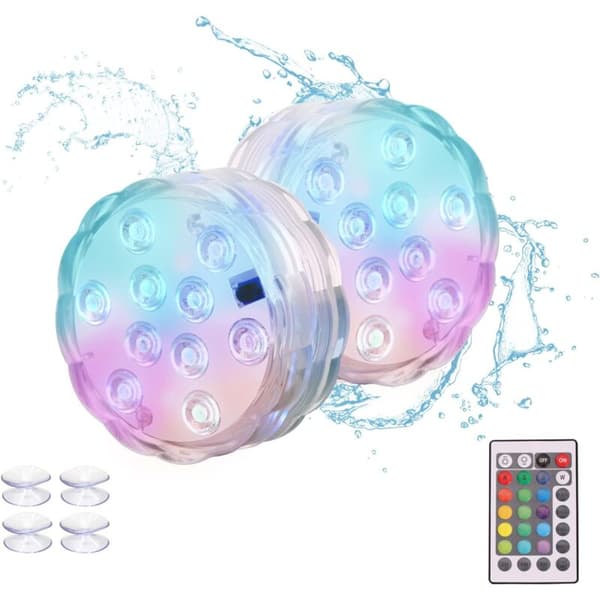 Submersible LED Lights, Multicolored Underwater Lights, Waterproof LED Lighting with Remote Control for Vase Bases, Pool, Aquarium Multicolour Multicolour