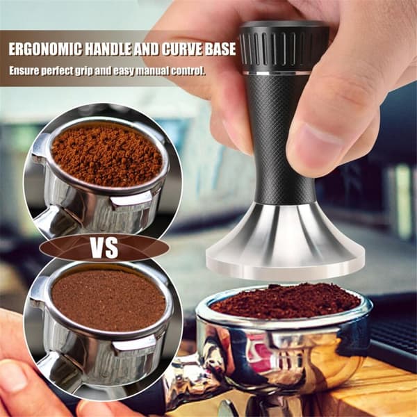 53,3 mm Tamper, 2 i 1 Premium Barista Kaffe Tamper og WDT Værktøj, Sort Rustfrit Stål Base Tamper