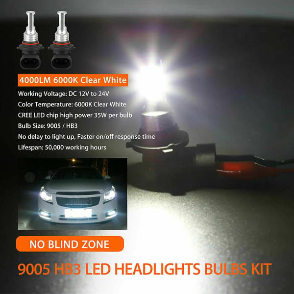 2X 9005 HB3 LED Headlight Kit HB3 80W 8000LM High/Low Beam 6000K White Bulb