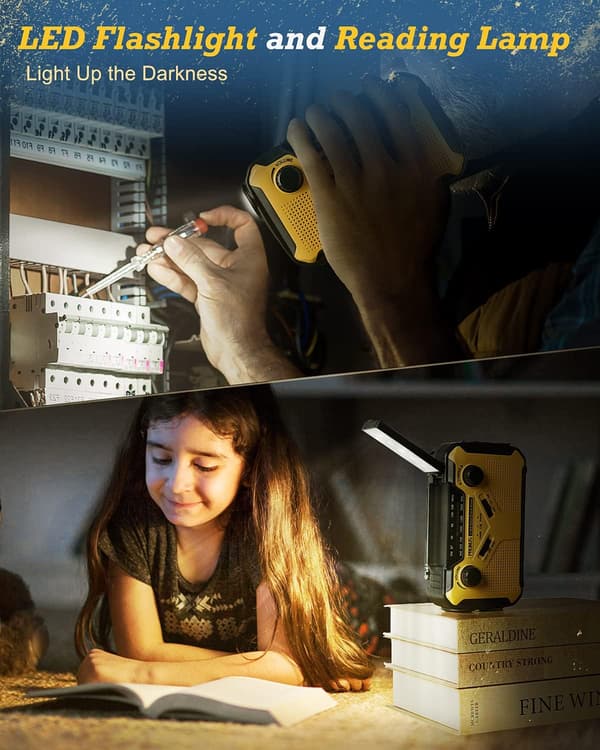 Hätäradiolamppu LED-taskulamppu Kannettava käsikampi AM/FM aurinkoradio (harmaa)