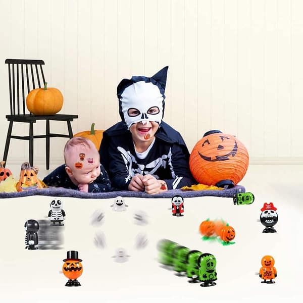 12 stk. Halloween Græskar Spøgelse Dødningehoved Optrækslegetøj, Sjove Hop