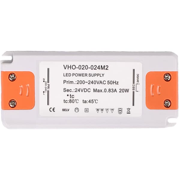 LED-strømforsyningstransformator - 20W, 12V DC, 1.67A - Konstant spænding til LED-strips og G4, MR11, MR16 LED-pærer