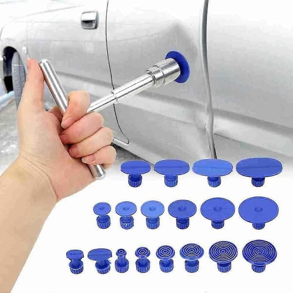 Metal Car Dent Repair Tool, Dent Remover, Car Body Suction Cup, T-Puller + 18 Tabs