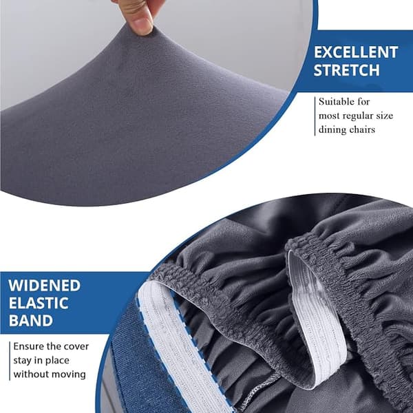Stolsöverdrag för matstolar, hög stretch sammet matstolsskydd, set om 4, mörkgrå stolsöverdrag för kök, hotell, bröllop, fest, 4-pack