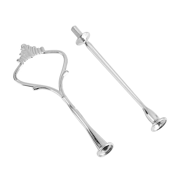 Multilayer Cake Stand Handle Fruit Plate Fittings Holder (2-layer Crown Silver)