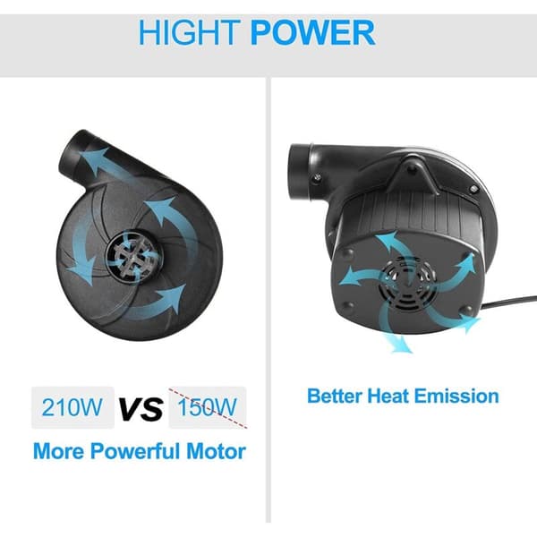Elektrisk luftpumpe - 220W 2 i 1 elektrisk oppblåser og deflator wi