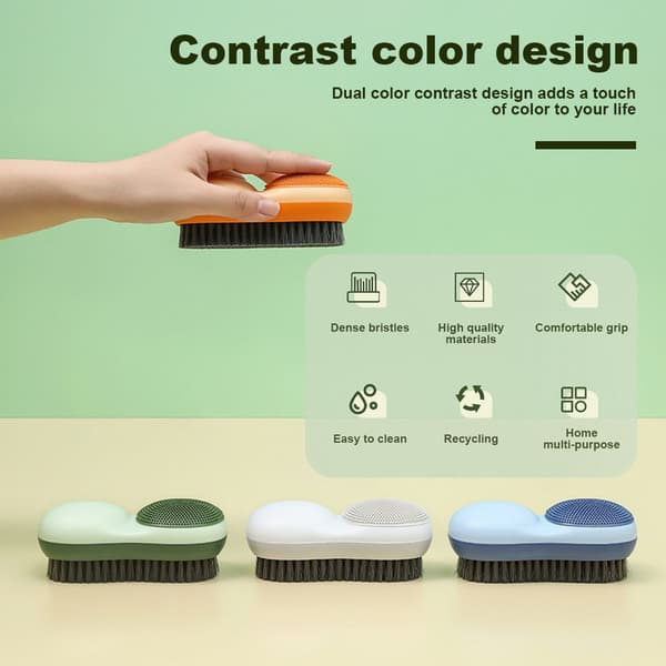Double-Sided Laundry Brush Easy Handheld Soft Shoe Scrub Brush For Home Bathroom White White