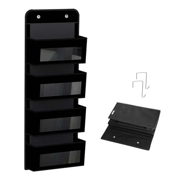 Hanging Shelf Hanging Organizer, Hanging Shelf on the Door, Soft Fabric Hanging Organizer 4 Large Pockets, Foldable Hanging Storage with 2 Hooks