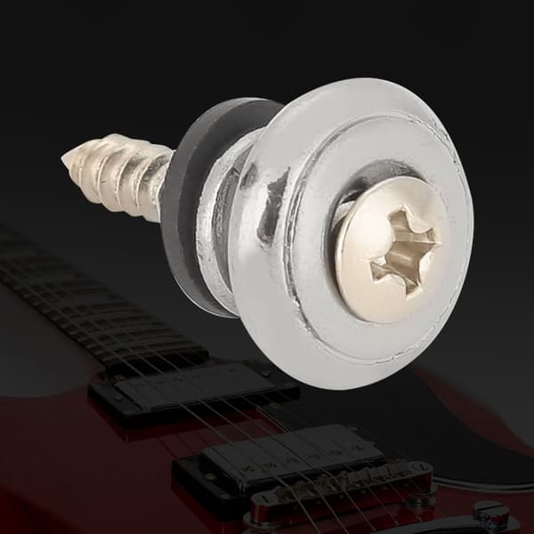 10 Pcs Guitar Strap Lock Button Metal End Pin with Screw for Ukulele Electric Bass (Silver)
