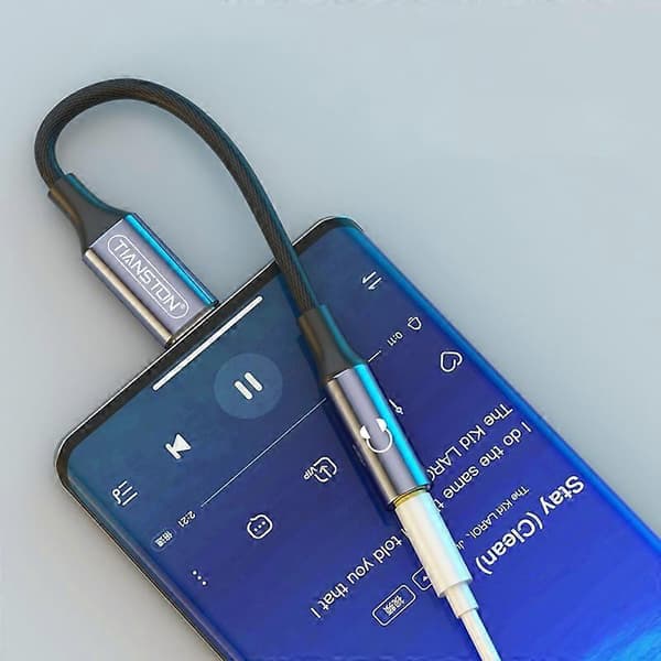 TIANSTON Type-C Han til 3,5 mm Hun Telefon Hovedtelefonstik Adapterkabel Understøtter Musik Opkald
