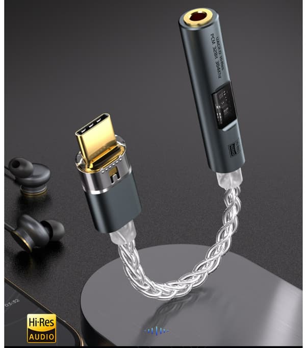 BA23 USB-C til 3,5 mm lydadapter med indbygget DAC Grå