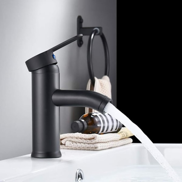 Black Mixer - with Cold/Hot Mixer Solid Stainless Steel Basin Faucet