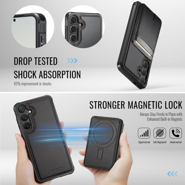 Samsung Galaxy S26+ / S26 Plus 5G Cover Etui JEEHOOD J10 Flip Card Bag MagSafe Split RFID Læder