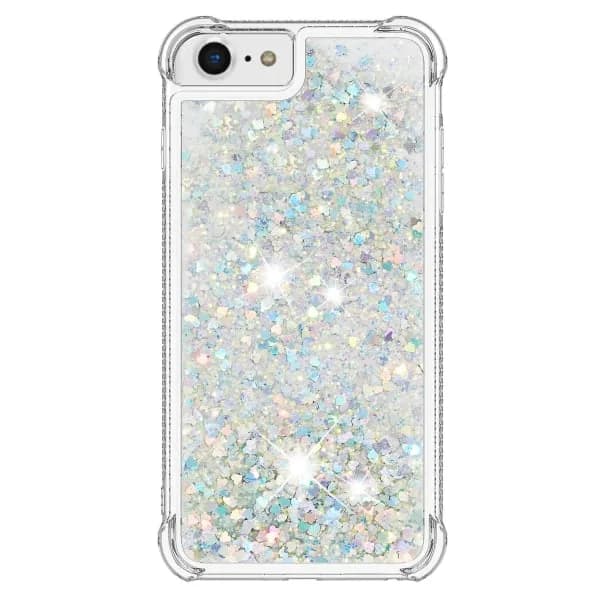 Deksel kompatibelt med iPhone SE 2022/2020 / iPhone 8 Støtfangerdeksel Glitrende Glitter Blinkende Flytende Sølv