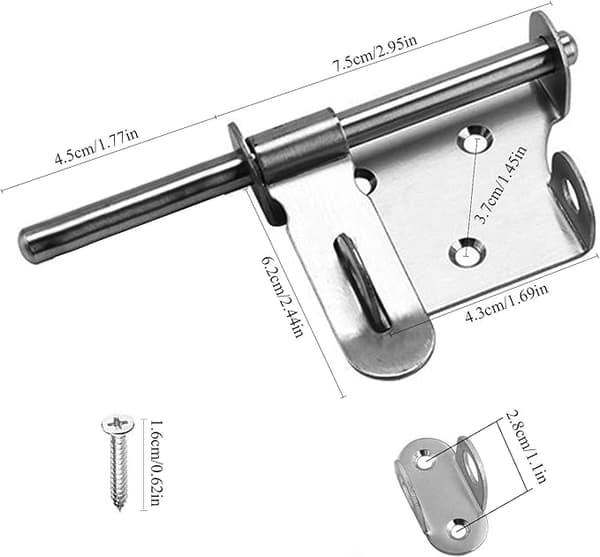 (1 stk.) 12 cm skydedørslås i rustfrit stål, tyk og holdbar