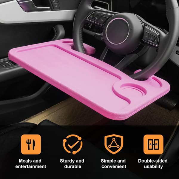 Bilrattsbord, mångsidig bilrattsbricka, resetillbehör för frekventa resenärer Rosa-tfrf Rosa Pink