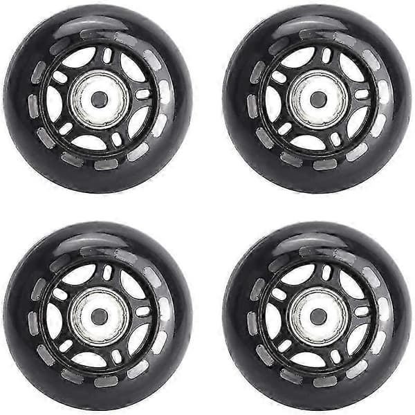 4-pak Inline Skate Hjul Indendørs/Udendørs Erstatningshjul med Lejer 70mm, Sort