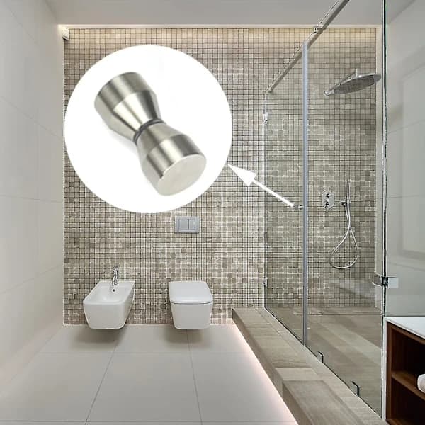 2-pack Shower Door Handles Aluminum Alloy Easy Installation for Glass Bathroom Office Doors Silver 60 x 30 mm