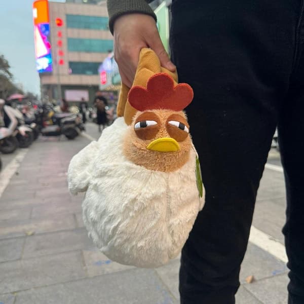 Cartoon Coo Coo Chicken Plush Handheld Ins Mori Doll Shoulder Bag Campus Commute D6
