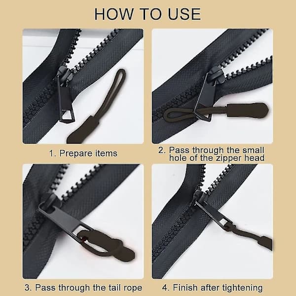 Replacement Zipper, Zipper Pull, Zipper Clip, Replacement Zipper, Zipper Cord, 12 Pieces [CO]
